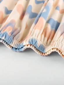 两件套女士渐变爱心印花圆领睡衣套装，长袖上衣带口袋，爱心印花长裤，舒适时尚，适合春秋季休闲穿着 - 彩色 - 查看 9