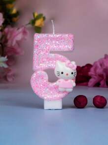 Sanrio 1 pezzo - Candela per festa di compleanno/festival a tema Sanrio, Dolce candela rosa di Hello Kitty, disponibile nei numeri da 0 a 9, decorazione per torta adorabile a forma di gattino