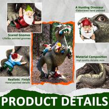 Garden Gnomes Statues Yard Decorations Outdoor Garden Decor, 14" Dinosaur Gnomes Garden Statues, Patio, Lawn Ornament, Gardening Gifts For Women For Housewarming