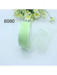 50y 透明装饰雪纱丝带，3.8 厘米宽缎带，DIY 礼品包装，发饰和工艺丝带，圣诞节情人节