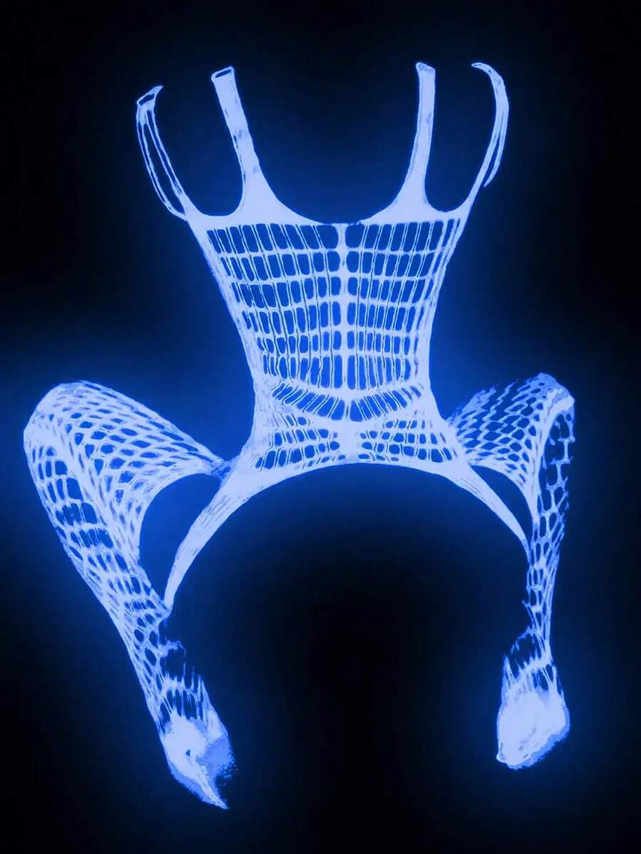 Sexy Lingerie, 1 Piece Of Women's Luminous Fishing Net Sock Jumpsuit, Luminous Fishing Net Bodysuit, Transparent Camisole Fishing Net Socks, Sexy Full Body Fishing Net Lingerie, Women's Jumpsuit, Nightclub Costume, Music Festival Costume, Role-Playing Costume