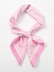 1条简约印花70厘米方形围巾，女士头巾式腰带配饰或头巾，时尚女式围巾，春季连衣裙搭配。 - 粉色 - 查看 5