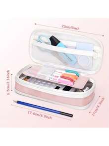 大容量多功能铅笔盒、铅笔袋、学校文具收纳盒、返校用品、学习用品、铅笔袋、书包 - 彩色 - 查看 5