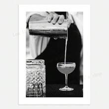 1 件墙面艺术海报现代鸡尾酒帆布画杜松子酒内格里尼亚苦艾酒墙画北欧海报厨房酒吧装饰墙画帆布艺术，可选框架 - 彩色 - 查看 24