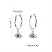 1 Par de Brincos Pingente Olho de Demônio de Prata de Lei 925, Design de Cubic Zircônia Azul, Joias Banhadas a Ouro 18K Hipoalergênicas, Vintage Personalizado Adequado para Uso Diário, Festa ou Presente, Acompanha Caixa de Presente