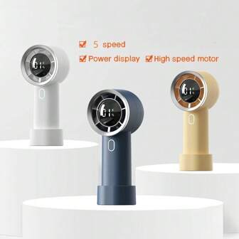 1pc Portable Handheld Fan, 100 Speed Levels, With Fan Base, Suitable For Office, Outdoor, Desktop Use