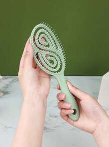 1 Pc Oval Hollow Design Brush, Large Curved Hair Comb, Home Volumizing Styling Brush, High Skull Massage Hair Brush, Suitable For All Hair Types, Dry & Wet Use, Promote Scalp Blood Circulation