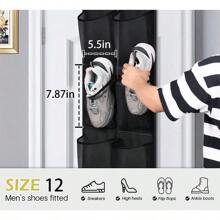 1pc Narrow Door Shoe Storage Bag With 12 Large Net Pockets, For Wardrobe Storage And Organization, Available In Grey, Black, White