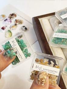 1 盒天然透明水晶石不对称碎片，美甲装饰品，ins 风格 3D 装饰美甲用品指甲饰品美甲宝石 - 彩色 - 查看 5