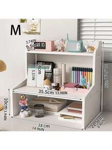 1个大号桌面收纳盒，简约时尚多功能桌面整理架，适用于卧室和办公室 - 白色 - 查看 3