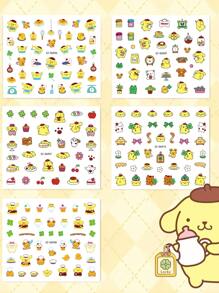 Sanrio 5 piezas de calcomanías de uñas de Sanrio Kuromi, calcomanías de uñas de plástico autoadhesivas, con temática de anime con brillo, acabado mate, forma asimétrica, de un solo uso, sin perfume - Decoración de uñas linda para uñas de niños