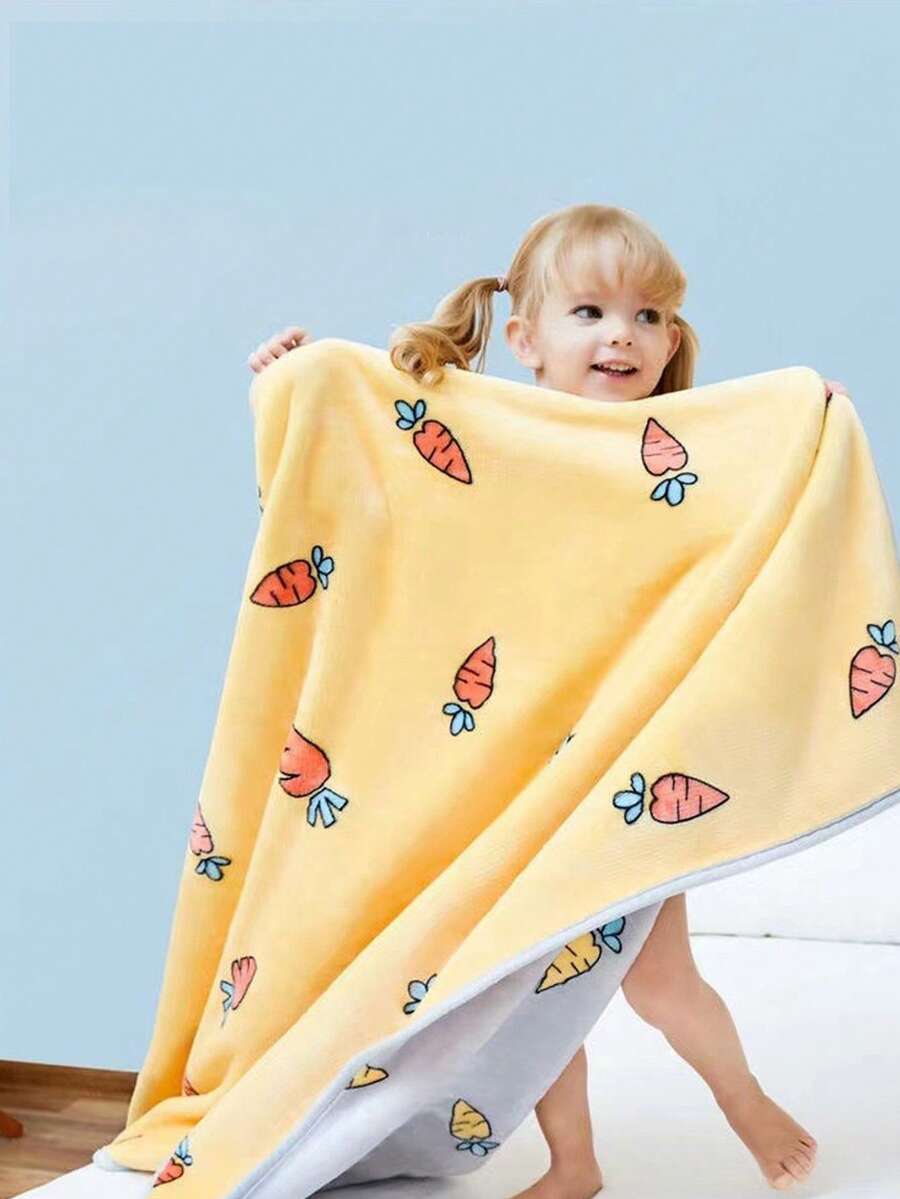 1pc Printed Flannel Soft & Cozy Baby Blanket, Anti-Static Newborn Toddler Nap Plush Throw Wrap