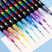 Feutres aquarelle, marqueurs à tête de brosse souple, 12 couleurs de feutres aquarelle, parfaits pour la canevas, la peinture sur roches, le bois, la pierre, le verre, la céramique, la peinture sur textile, des cadeaux faits main DIY pour la rentrée