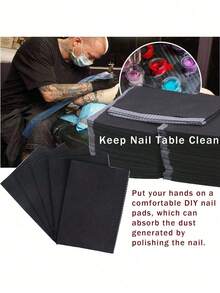 Disposable Pink Black Nail Art Table Mat 3 Lays Waterproof Foldable Clean Pads Tablecloth Cleaning Manicure Napkins,Multifunction Beauty Tattoo Dental Drapes Waterproof Tablecloth Manicure Tool - Black - View 5