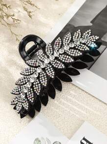 1pc Full Crystal Rhinestone Leaf Shape Hair Claw Hair Claw, Suitable For Daily Outfits Summer Claw Clips Hair Clips Hair Jaw Clip Hair Clamps Hair Clutch Hair Catcher Clip Fall Winter Hair Accessories For Women For Vacation Outfits Woman