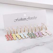 6 Pairs Cute Mini Food & Candy Charm Hoop Earrings, Holiday Gift, Party Favor For Women And Girls