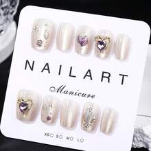 美容、香氛风格、法式尖头指甲、10 件套、香槟色、短梯形、按压式指甲、新年指甲、情人节指甲、紫外线指甲、夏季指甲、可穿戴美甲艺术、手工制作、优雅大方的设计美甲用品 - 香檳色 - 查看 8