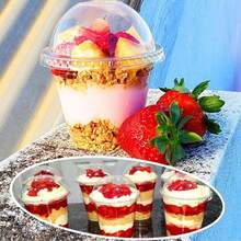50pcs 9oz Disposable Clear Plastic Cups With Dome Lids, PET Dessert Cups, Disposable Snack Bowls Suitable For Ice Cream, Cake, Fruit, Frozen Desserts, Pudding And Jelly - Multicolor - View 5