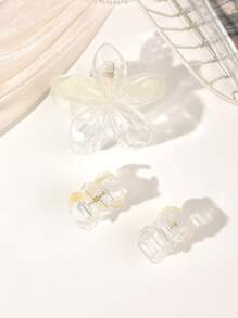 3er-Set glänzende gelbe Farbverlauf Plumeria Haarklammern, Strandstil Accessoires für Pony & Haarstyling, Frühlings-/Sommer-Haarklammer, Haarklemme, Haarspange