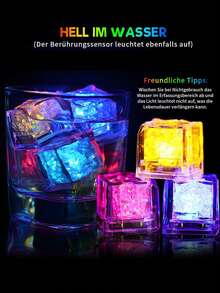 6/12/24pcs Waterproof Glowing Ice Cubes, Touch Sensor Light, Multicolor Slow Flashing Glow Ice Cubes For Beverage, Suitable For Wedding, Club, Bar, Drink, KTV, Night Light, Pool, Party Decoration - Colorful Light - View 7