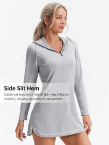 HOTSUIT Chemises de femmes à manches longues avec poche et demi-zip, légères pour l'été, pour le plein air, la course et la pêche