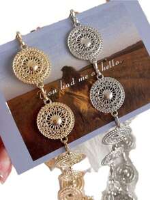 1pc Hollow Circular Waist Chain, Silver-Color Alloy Waist Belt For Women, Designed Niche High-End Fashionable - Silver - View 8