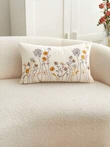 1pc Floral Embroidery Decorative Cushion Cover, Home Decor For Living Room - Multicolor - View 19