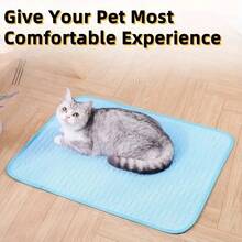 Bardzo duża mata chłodząca dla zwierząt, jedwabna mata do spania dla zwierząt, duża mata chłodząca na lato, zapewnia zwierzętom chłód i wygodę przez całe lato - Niebieski - Zobacz 8