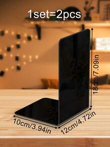 1/2/4-Pack Modern Transparent/Black/White Acrylic L-Shaped Bookends 13cm/18cm, Heavy Duty Bookshelf, Suitable For Bookshelf Organization, Teacher/School Gifts, Office Decoration, Back-To-School Supplies - Transparent - View 20