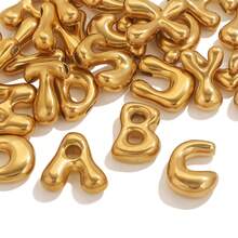 1pc Casual 304 Stainless Steel 18k Gold-Plated A-Z 26 Perforated Bubble Letter Pendant DIY Jewelry Pendant Accessories Suitable For Women's Daily Life Wear - Pendant - View 3