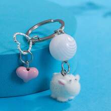 可爱卡通植绒羊钥匙扣，迷你仿真动物钥匙扣，适用于手提包、包包、汽车钥匙 - 可爱卡通动物情侣吊坠装饰，派对礼品汽车配件哥特 Y2k