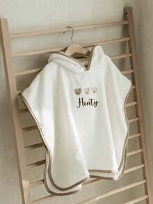 Khăn choàng tắm có mũ trùm đầu cho trẻ em, mềm mại và không rụng lông, có thể mặc như áo choàng tắm, áo choàng có mũ cho trẻ sơ sinh, khăn choàng thêu cá nhân hóa. - Nhiều màu - Xem 13