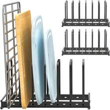 Cutting Board Organizer, 2Pcs Metal Bakeware Organizer Rack Holder Adjustable 7 Slots Kitchen Cabinet Storage Rack For Cookie Cooking Sheet, Pan, Pot, Lids, Molds Cookware, 11.02x 5.91x5.51 - Black 2 pc - View 1