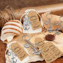 12 Sets Nautical Exploration Themed Party Favor Anchor Helm Keychain, Creative Gifts For Engagement, Wedding, Bridal Shower, Birthday, Anniversary, Christmas, Thanksgiving, Valentine's Day, New Year, Best Friend Commemorative Gift - No Need For Power Or Feathers, Suitable For Party, Daily, Holiday Gifts