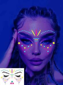 1pc Neon Tattoo Stickers, Suitable For Masquerade, Bars, Party, KTV Valentine's Day Accessories - Multicolor - View 4