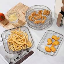 5 peças/Conjunto Acessórios para Fritadeira a Ar em Aço Inoxidável - Encaixáveis, Inclui 2 Luvas Resistentes ao Calor, Adequado para Forno e Fritadeira, à Prova de Lava-Louças, Escolha Perfeita para Cozimento Saudável em Feriados