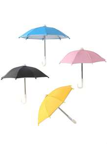 1pc Mini Umbrella, Motorcycle Outdoor Riding Phone Small Rain Umbrella, Cute & Compact, Piggy Bracket, Wind Resistant & Rainproof, Dual Use Sunny/Rainy, 8 Ribs, Silver Coating, Handle, Rain & Sun Protection, Suitable For Outdoor Live Streaming, Motorcycle Riders, 170T Polyester Umbrella Cloth, Multiple Colors Available