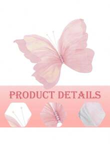 3 件巨型人造蝴蝶，18.9 英寸大型丝线蝴蝶，用于婚礼装饰，DIY 装饰性假蝴蝶工艺品，逼真的蝴蝶摄影道具，用于婚礼生日派对装饰夏季礼物海滩返校学校用品房间装饰 - 粉色 - 查看 9