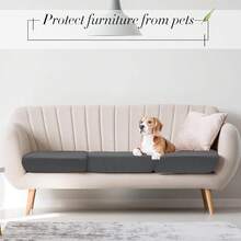 Newwiee 8Pcs Patio Cushion Covers Stretch Outdoor Cushion Cover Patio Furniture Sofa Couch Slipcovers, Soft Flexibility Washable Furniture Protector(Waterproof,Dark Gray) - Màu xám đen - Xem 11