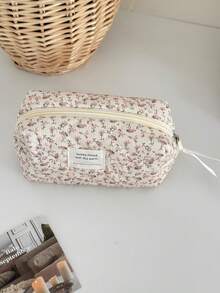 Custom Embroidered Quilted Makeup Bag With Pink Bow & Rose Design – Personalized Bridal Shower, Mother's Day & Valentines Gift, Large Capacity Travel Organizer For Sanitary Napkins, Cosmetics, School Essentials, Summer Beach Vacation Accessories Christmas And Halloween Gifts - Multicolor - View 9