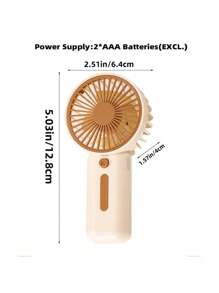 1 pezzo Mini ventilatore portatile alimentato a batterie 2xAAA (batterie non incluse) per il ritorno a scuola