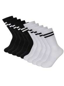 1/5/6/10 Paar einfarbige schwarz-weiße unisex Outdoor Radfahren elastische Socken mit mittlerer Wade für Sport