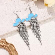 一对水钻流苏牛仔帽耳环 - 牛仔流蘇耳環 - 查看 6