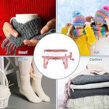 Mini 48-Pin Knitting Machine: Educational Weaving Toy For Kids – Knit Hats, Scarves & Sweaters - Pink - View 3