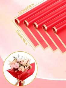 20/40/60 folhas, papel de embrulho para buquê de flores, folhas de papel de embrulho para buquê de flores com borda dourada, papel de embrulho estilo coreano para artesanato faça você mesmo, decoração de embalagens de presente, suprimentos florais, 23 x 23 polegadas, papel de embrulho, papel de seda, suprimentos para buquê de flores (vermelho)