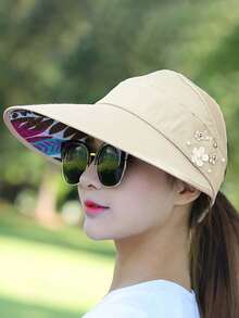 1pc Simple & Fashionable Wide Brim Sun Hat, Bohemian Style Ponytail Baseball Cap, Outdoor UV Protection Face Shield Sunhat For Summer - Multicolor - View 27