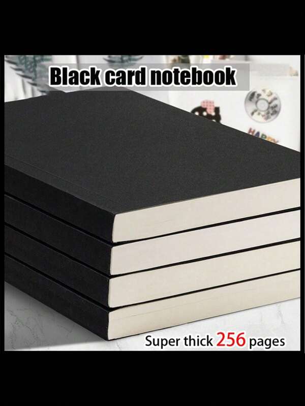 1PC Simple Black Card Kraft Paper Notebook Retro And Practical A5/B5 Horizontal/Blank/Grid Notepad Diary Sketchbook Suitable For Office Supplies Painting School Course Traveler Ideal Gift Kraft Paper Design 180° Stretch (128 Sheets/256 Pages),School Supplies,Back To School
