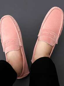 Mocasines con decoración metálica para hombres, cómodos y antideslizantes, diseño slip-on, para primavera/verano - Rosa - Ver 2