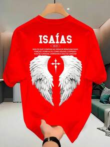 Isaiah Men's T-Shirt Front And Back Print Unisex 100% Cotton Men's And Women's Printed Premium Shirt - Đỏ - Xem 1