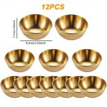 3/5/10pcs Set Stainless Steel Mini Independent Seasoning Bowls, Round Seasoning Dishes, Sushi Dipping Sauce Bowls, Appetizer Dishes,School Supplies